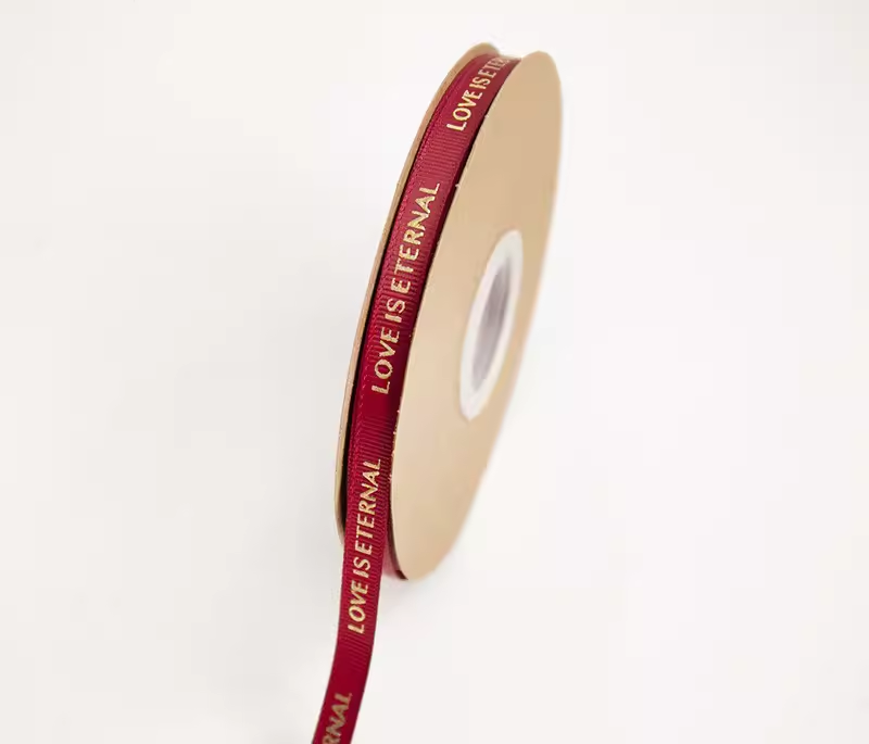 Grosgrain Ribbon with Letter Bronzing (1cm x 100 yard)