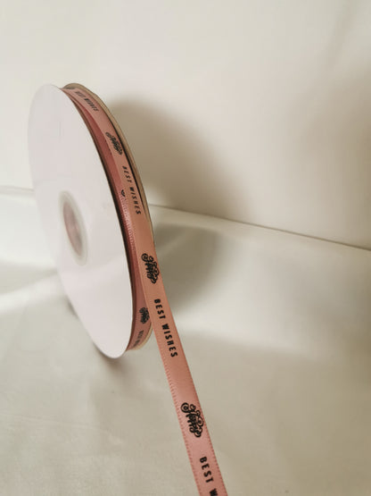 Satin Ribbon with Letter Best Wishes (1cm x 100yard)