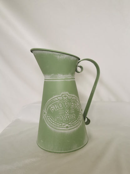 Milk Jug Look Tin Vase Ribbed Neck